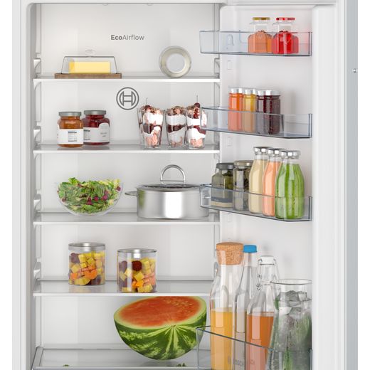 Bosch Series 2 KIR41NSE0G Integrated Upright Fridge - White - Close up inside shot